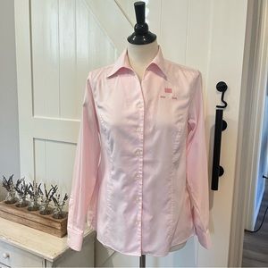 US Airways Uniform Shirt Womens Size 10 Pink Breast Cancer Long Sleeve Collect